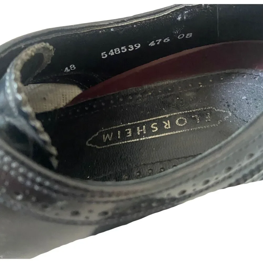 Florsheim VTG Black Pebbled 8D Imperial Wingtip Dress Shoes #20381 Lace Up